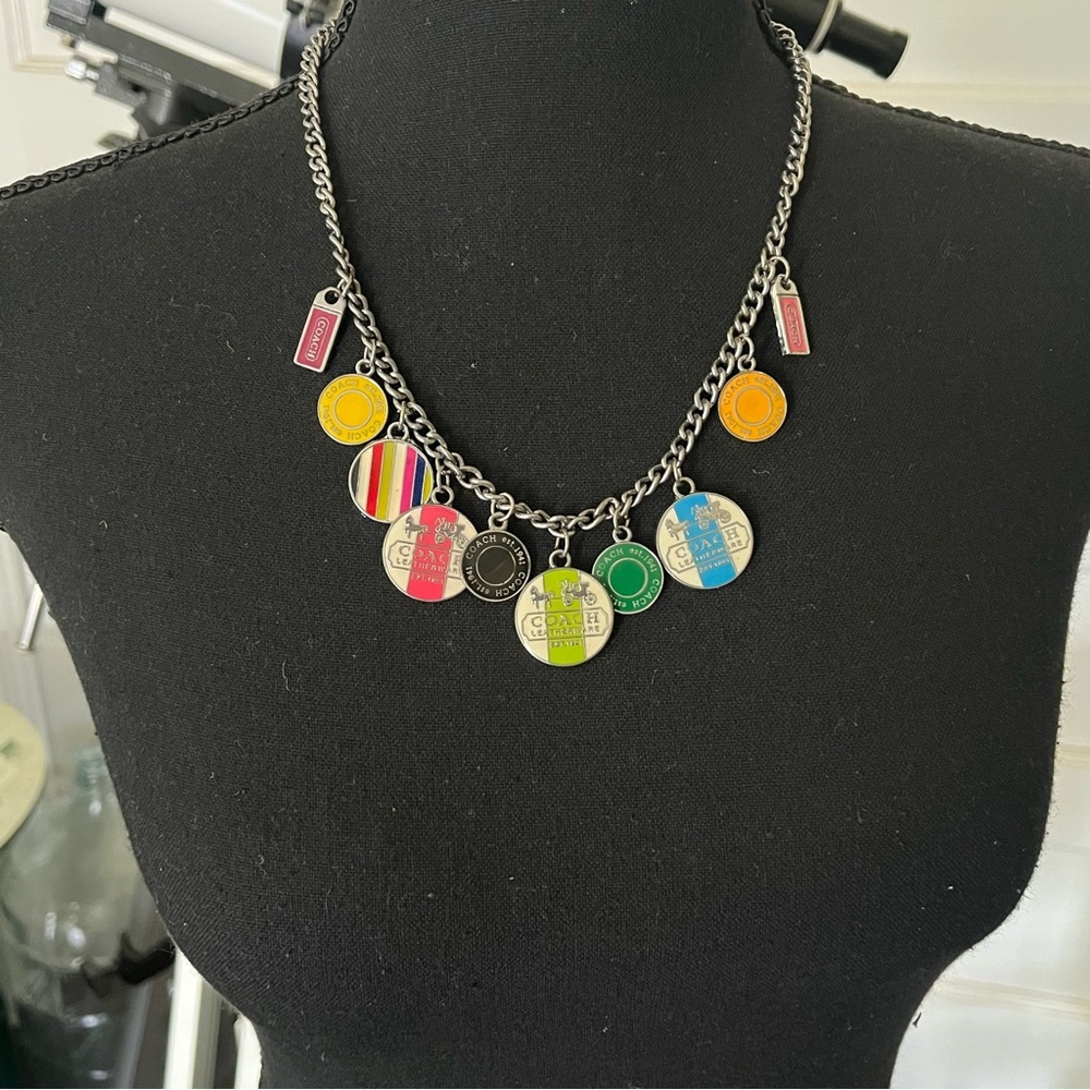 Vintage Y2K Coach silver tone toggle clasp charm necklace *READ*